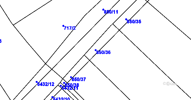 Parcela st. 850/36 v KÚ Tučapy, Katastrální mapa