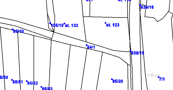 Parcela st. 84/1 v KÚ Tučapy, Katastrální mapa