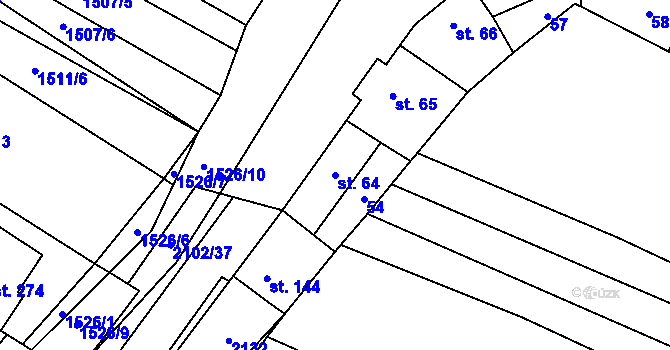 Parcela st. 64 v KÚ Tučapy u Vyškova, Katastrální mapa