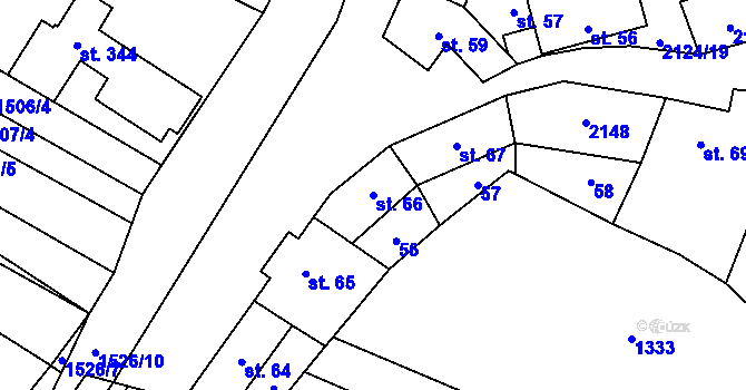 Parcela st. 66 v KÚ Tučapy u Vyškova, Katastrální mapa