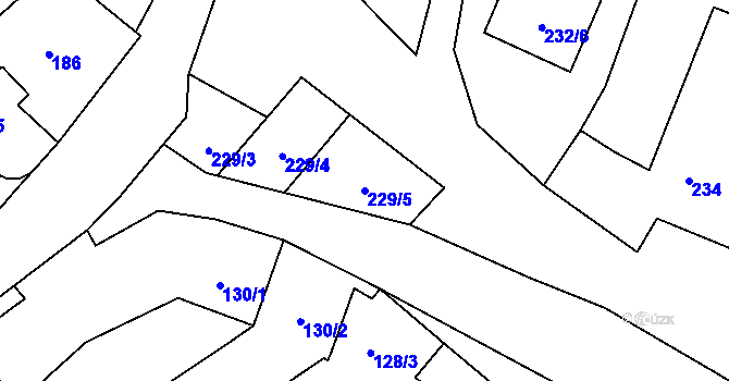 Parcela st. 229/5 v KÚ Tučín, Katastrální mapa