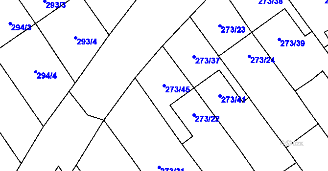 Parcela st. 273/45 v KÚ Tučín, Katastrální mapa