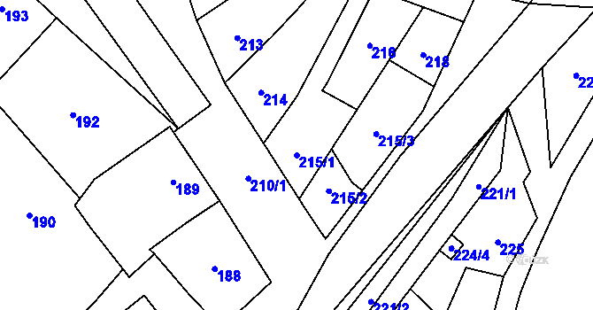 Parcela st. 215/1 v KÚ Tučín, Katastrální mapa