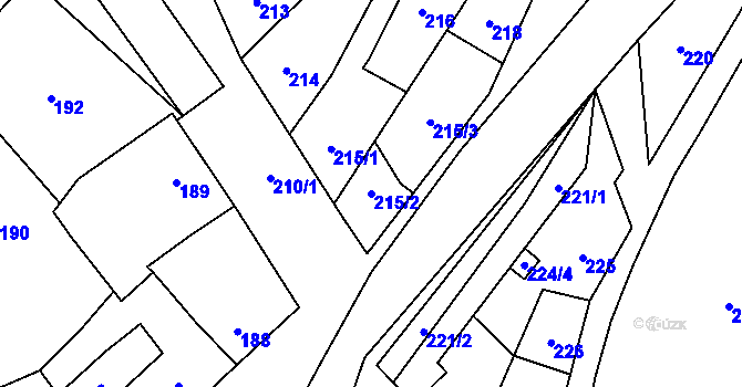 Parcela st. 215/2 v KÚ Tučín, Katastrální mapa
