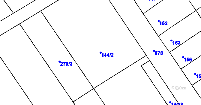Parcela st. 144/2 v KÚ Tučín, Katastrální mapa