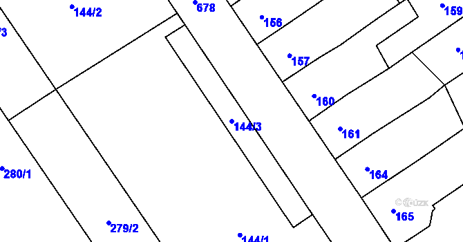Parcela st. 144/3 v KÚ Tučín, Katastrální mapa