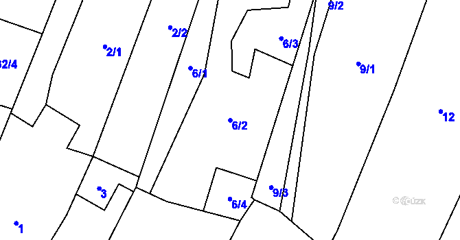 Parcela st. 6/2 v KÚ Tučín, Katastrální mapa