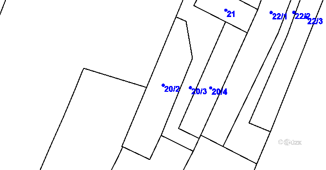 Parcela st. 20/2 v KÚ Tučín, Katastrální mapa