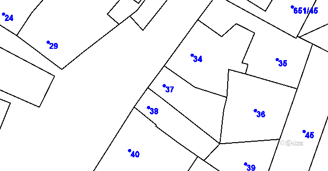 Parcela st. 37 v KÚ Tučín, Katastrální mapa