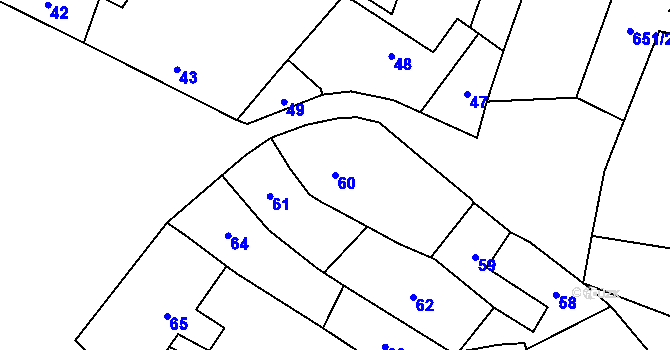Parcela st. 60 v KÚ Tučín, Katastrální mapa