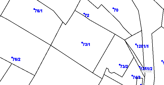Parcela st. 73/1 v KÚ Tučín, Katastrální mapa