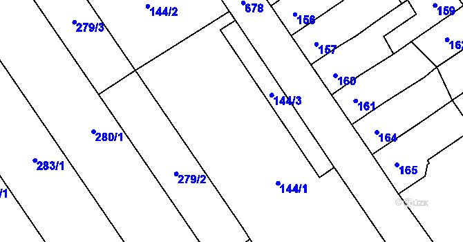 Parcela st. 144 v KÚ Tučín, Katastrální mapa