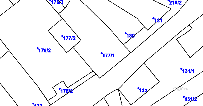 Parcela st. 177/1 v KÚ Tučín, Katastrální mapa