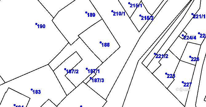 Parcela st. 188 v KÚ Tučín, Katastrální mapa