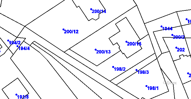 Parcela st. 200/13 v KÚ Tučín, Katastrální mapa