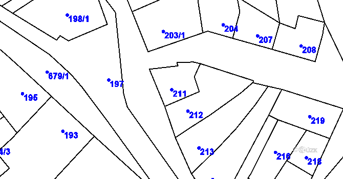 Parcela st. 211 v KÚ Tučín, Katastrální mapa