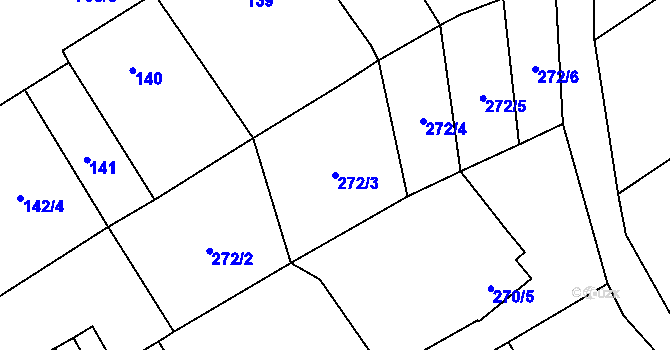 Parcela st. 272/3 v KÚ Tučín, Katastrální mapa