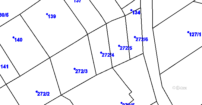 Parcela st. 272/4 v KÚ Tučín, Katastrální mapa