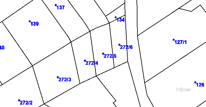 Parcela st. 272/5 v KÚ Tučín, Katastrální mapa