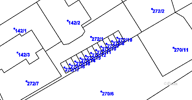 Parcela st. 272/11 v KÚ Tučín, Katastrální mapa