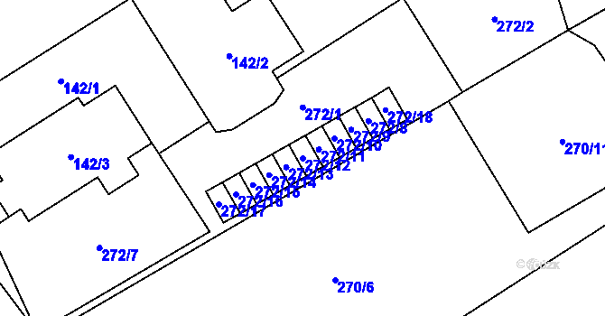 Parcela st. 272/12 v KÚ Tučín, Katastrální mapa