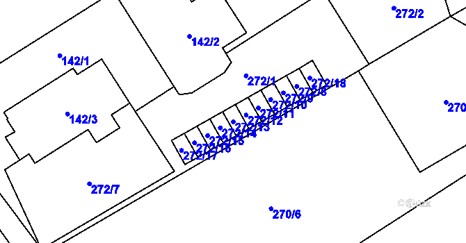 Parcela st. 272/13 v KÚ Tučín, Katastrální mapa