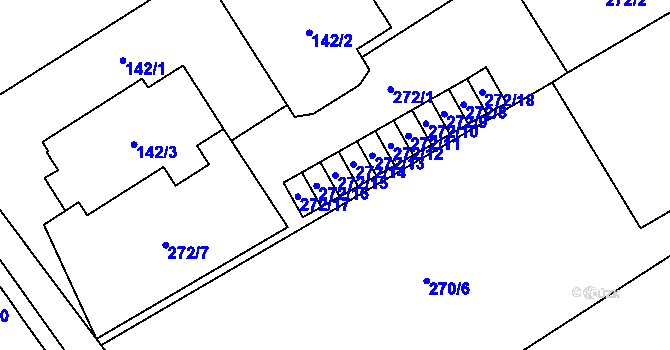 Parcela st. 272/15 v KÚ Tučín, Katastrální mapa