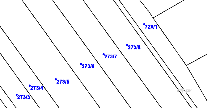 Parcela st. 273/7 v KÚ Tučín, Katastrální mapa