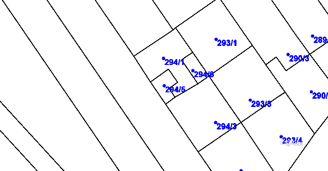 Parcela st. 294/5 v KÚ Tučín, Katastrální mapa