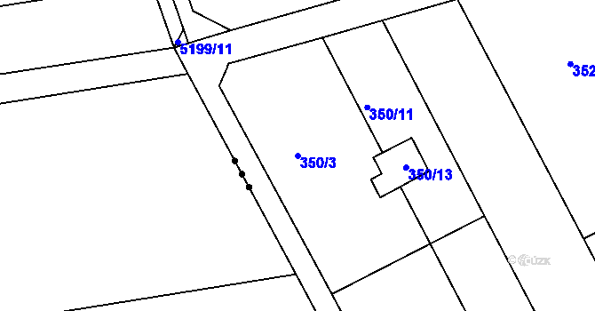 Parcela st. 350/3 v KÚ Tučín, Katastrální mapa