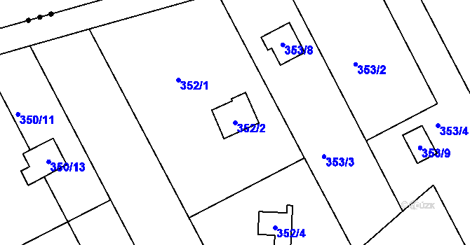 Parcela st. 352/2 v KÚ Tučín, Katastrální mapa