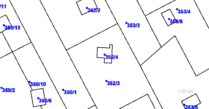 Parcela st. 352/4 v KÚ Tučín, Katastrální mapa