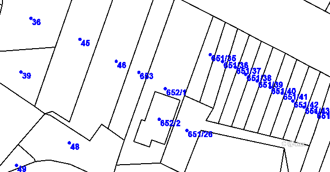 Parcela st. 652 v KÚ Tučín, Katastrální mapa
