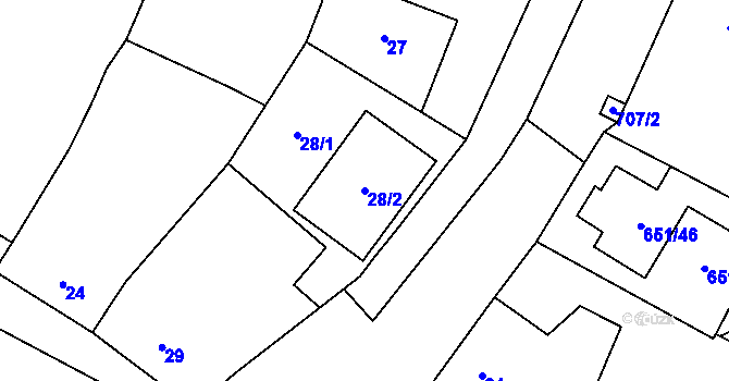 Parcela st. 28/2 v KÚ Tučín, Katastrální mapa