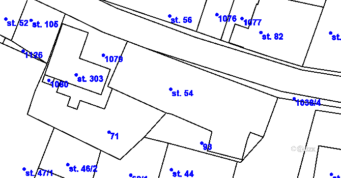 Parcela st. 54 v KÚ Tuhaň, Katastrální mapa