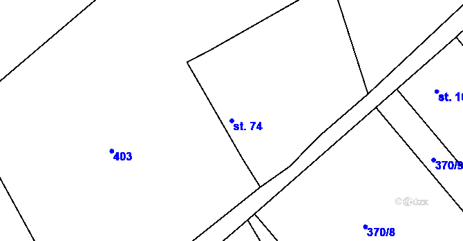 Parcela st. 74 v KÚ Tuhaň, Katastrální mapa
