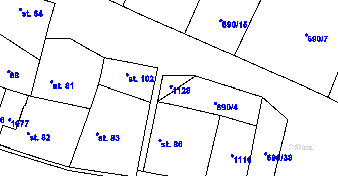 Parcela st. 101 v KÚ Tuhaň, Katastrální mapa
