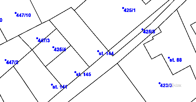 Parcela st. 144 v KÚ Tuhaň, Katastrální mapa