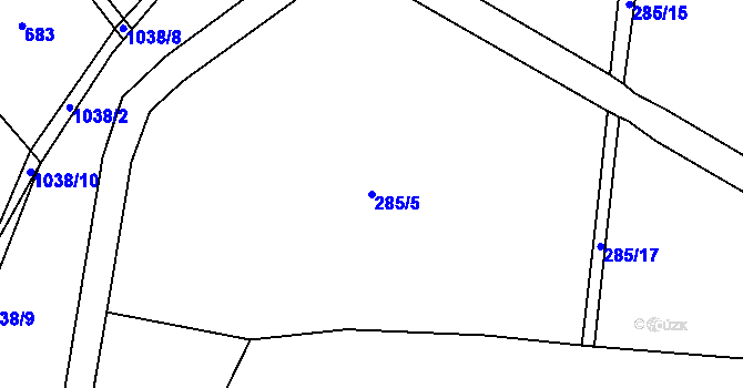 Parcela st. 285/5 v KÚ Tuhaň, Katastrální mapa