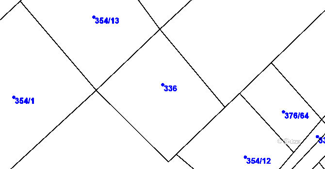 Parcela st. 336 v KÚ Tuhaň, Katastrální mapa
