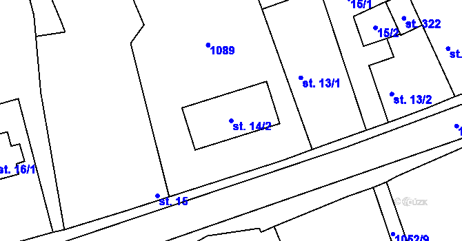Parcela st. 14/2 v KÚ Tuhaň, Katastrální mapa