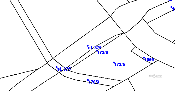 Parcela st. 376 v KÚ Tuhaň, Katastrální mapa