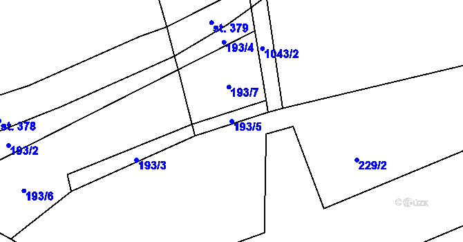 Parcela st. 193/5 v KÚ Tuhaň, Katastrální mapa