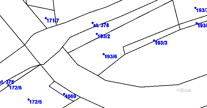 Parcela st. 193/6 v KÚ Tuhaň, Katastrální mapa