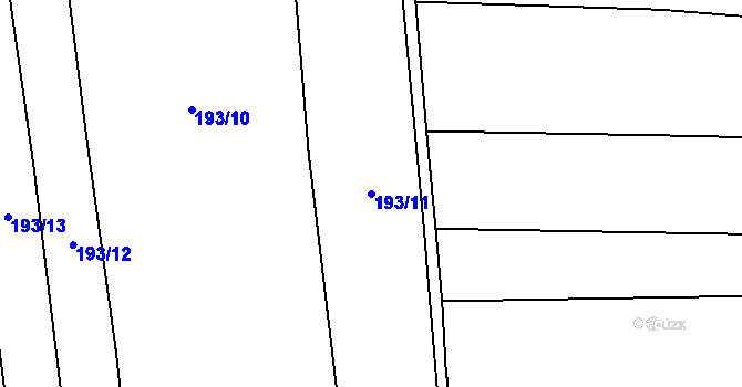 Parcela st. 193/11 v KÚ Tuhaň, Katastrální mapa