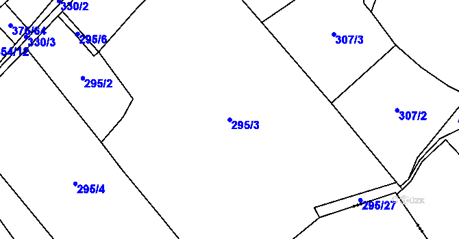 Parcela st. 295/3 v KÚ Tuhaň, Katastrální mapa
