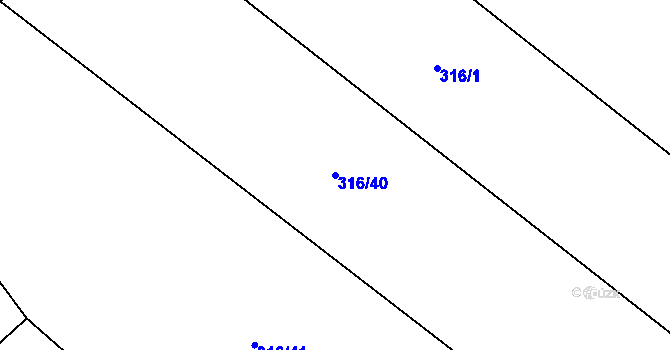 Parcela st. 316/40 v KÚ Tuhaň, Katastrální mapa