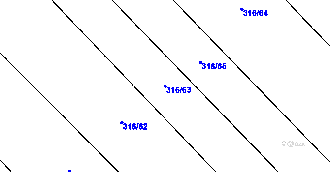 Parcela st. 316/63 v KÚ Tuhaň, Katastrální mapa