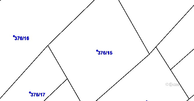 Parcela st. 376/15 v KÚ Tuhaň, Katastrální mapa