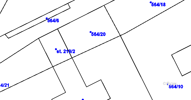 Parcela st. 564/63 v KÚ Tuhaň, Katastrální mapa